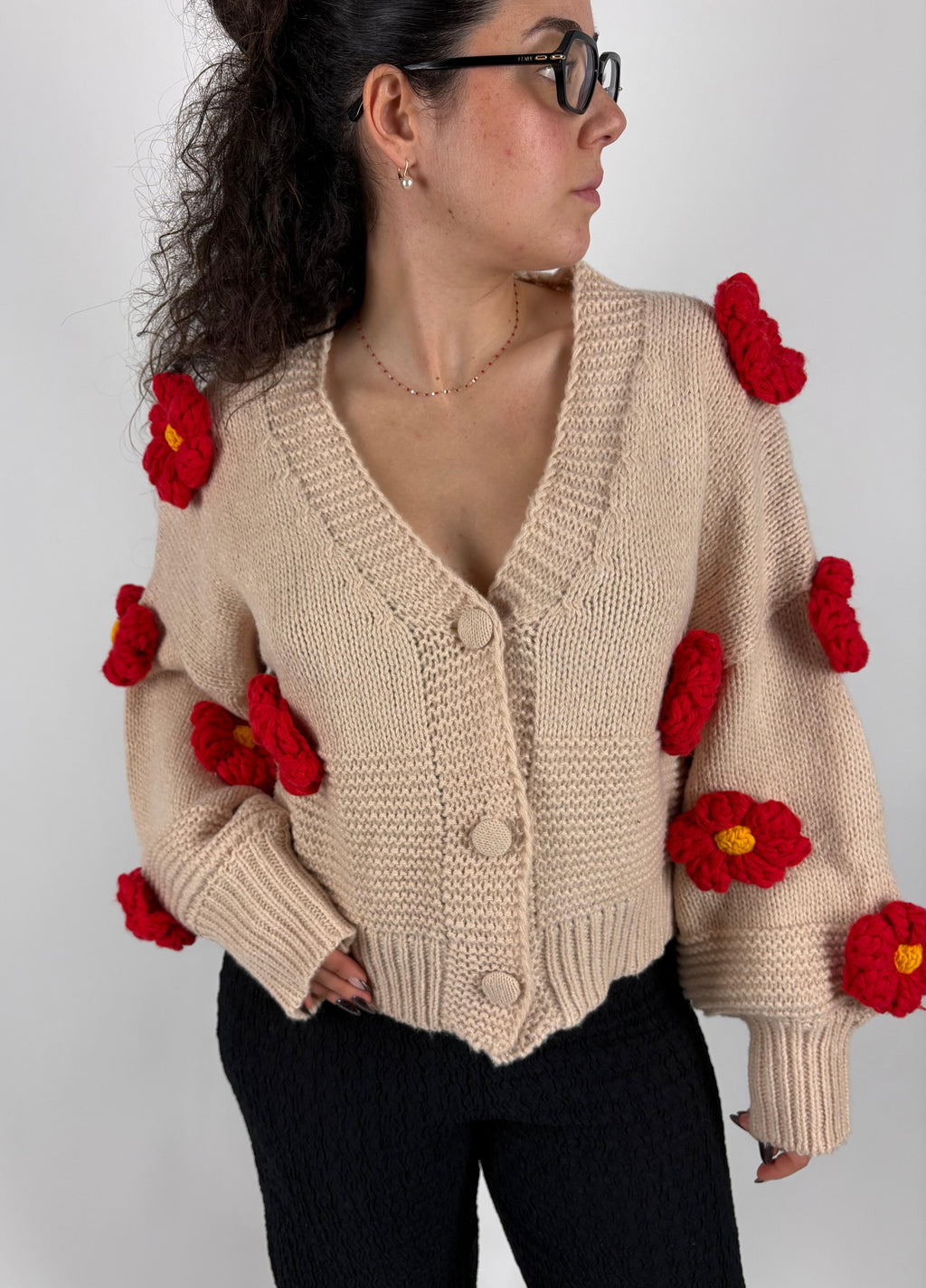 Cardigan Fiore Beige