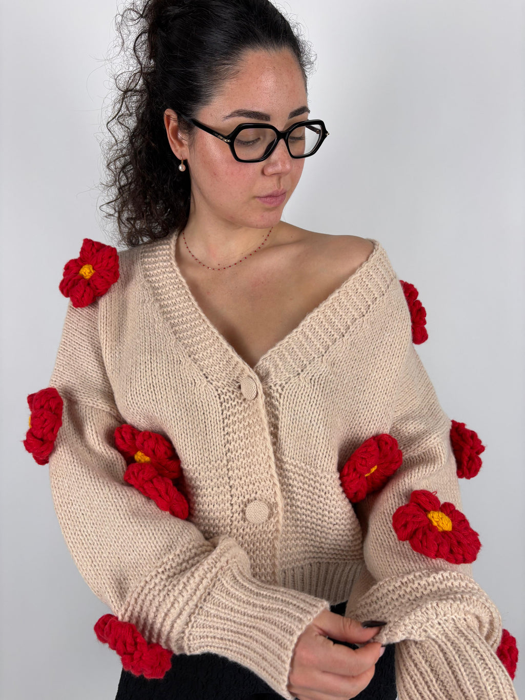 Cardigan Fiore Beige